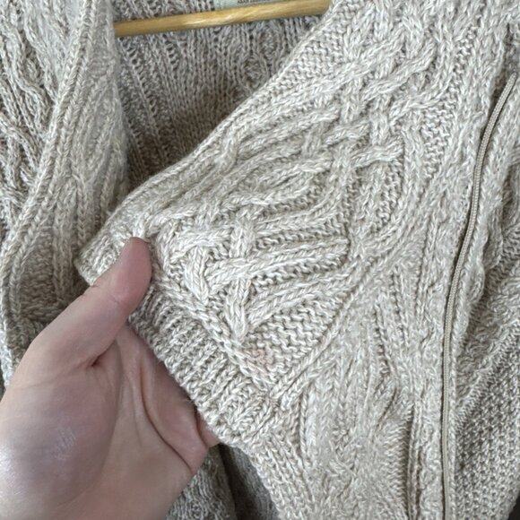 Aran Sweater Market Irish Wool Cardigan Women’s L Cable Knit Zip - Picture 10 of 11
